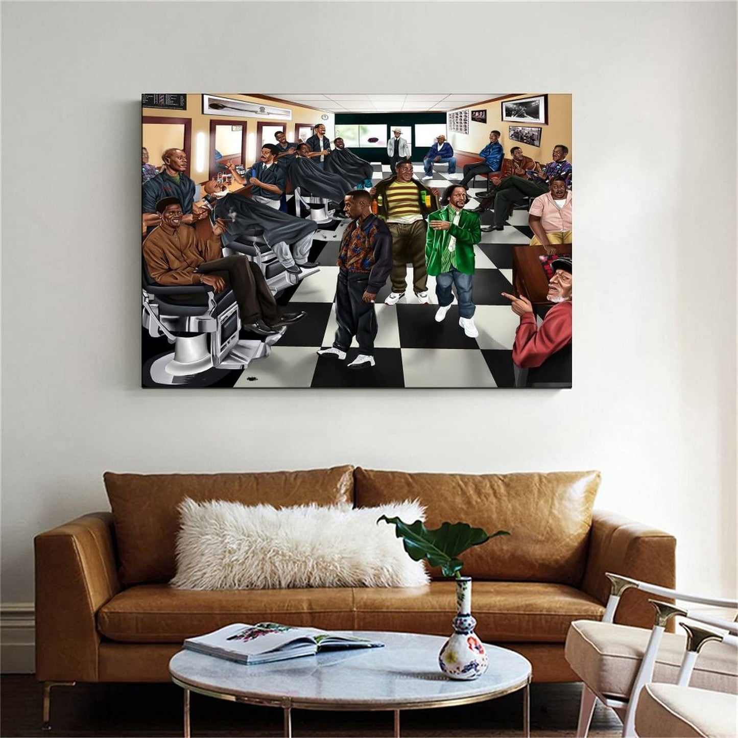 HHGaoArt Comedian In Barbershop Poster Painting Print on Canvas Bedroom Wall Art Decoration Pictures for Living Room Home Decor (No Frame,8x12inch)