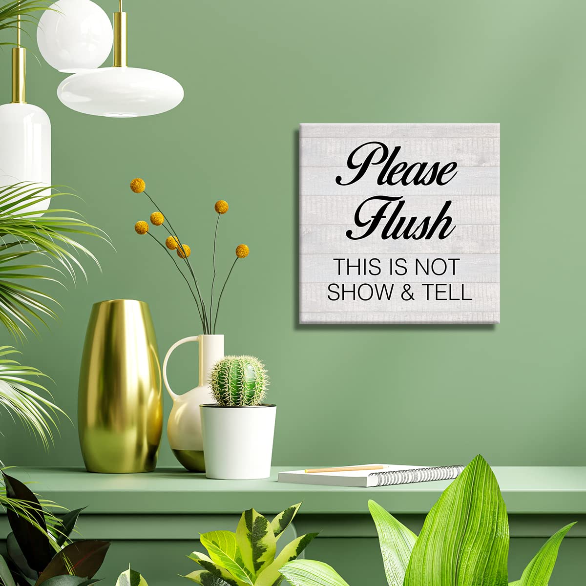 Country Please Flush Funny Restroom Canvas Prints Wall Art Decor Humor Bathroom Poster Painting Framed Artwork 8 x 8 Inch Home Shelf Wall Decoration Housewarming Gift