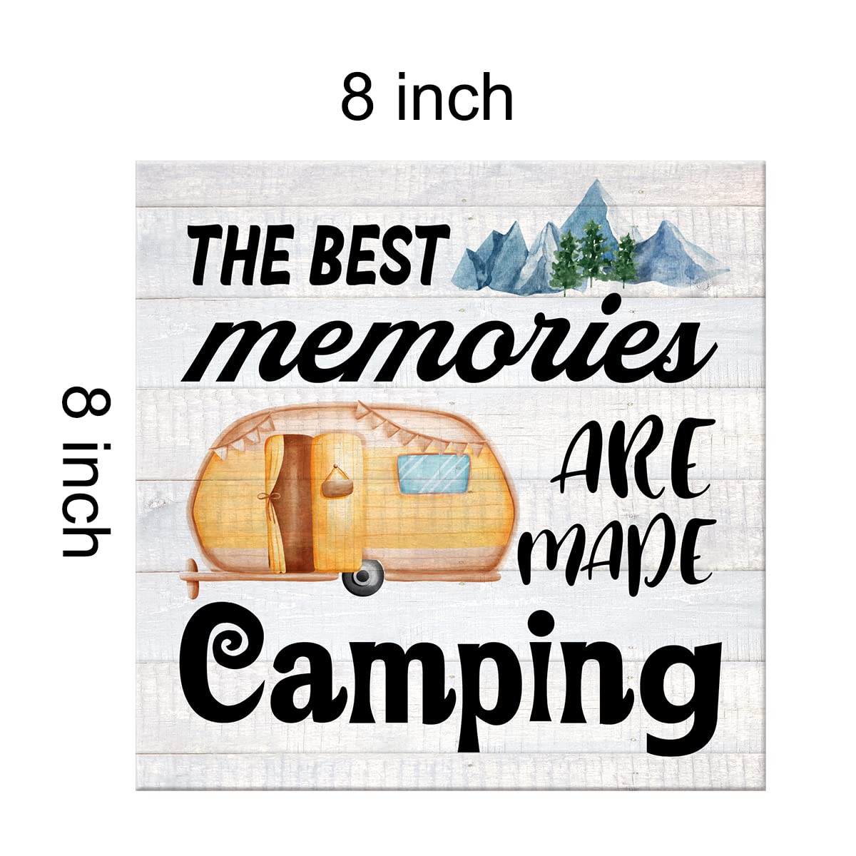 Rustic Best Memories Camping Farmhouse Canvas Print Wall Art Decor RV Camper Camp Sign Painting Poster Plaque Rustic Home Decoration (8 X 8 inch, Framed)