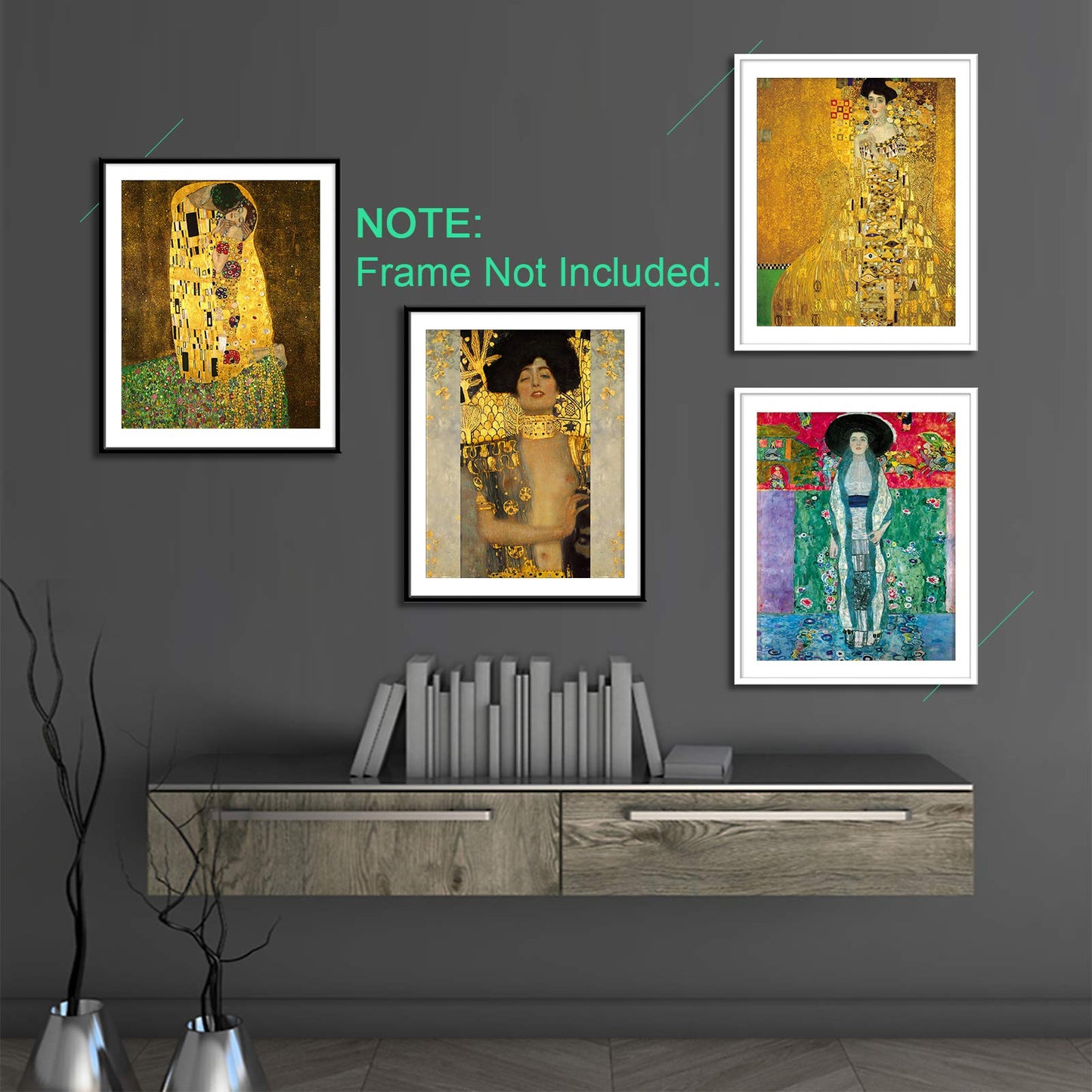 YASEN Gustav Klimt Wall Art Canvas Prints Art Posters and Prints of Famous Painting Gustav Klimt Kiss Poster 8x10 Prints Unframed Art Set of 4 Artwork (4 Pack A)