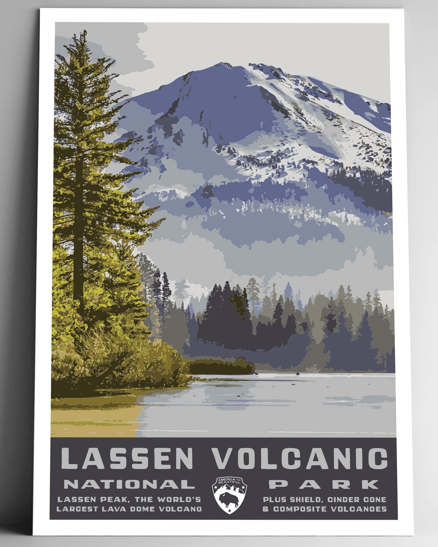 Lassen Volcanic National Park Vintage-Style Travel Poster - 8x10-12x18-18x24-24x36 / 4x6 Postcard WPA Style Art Print California USA Volcano (4x6 Inch Postcard)