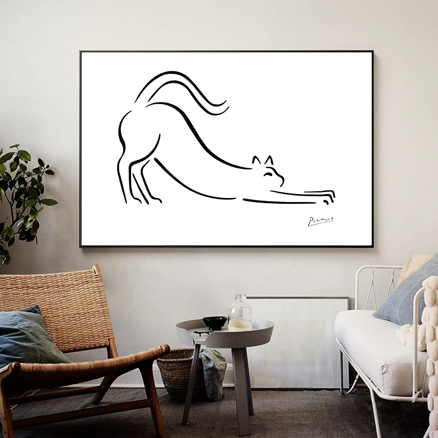 ZZPT Pablo Picasso Wall Art - Pablo Picasso Canvas Art Prints - Fine Art Poster - Cat Wall Decor - Modern Home Decor for Living Room Bedroom Office Unframed (Cat,12x18in/30x45cm)