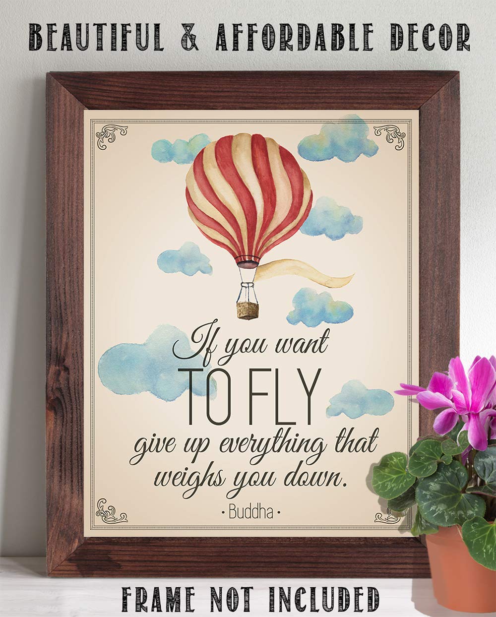 If You Want To Fly Give up Everything - Buddha - Inspirational Wall Art Poster, Positive Motivational Print, Home Decor for Bedroom, Living Room, Office, Gym, 11x14 Unframed Art Print Poster