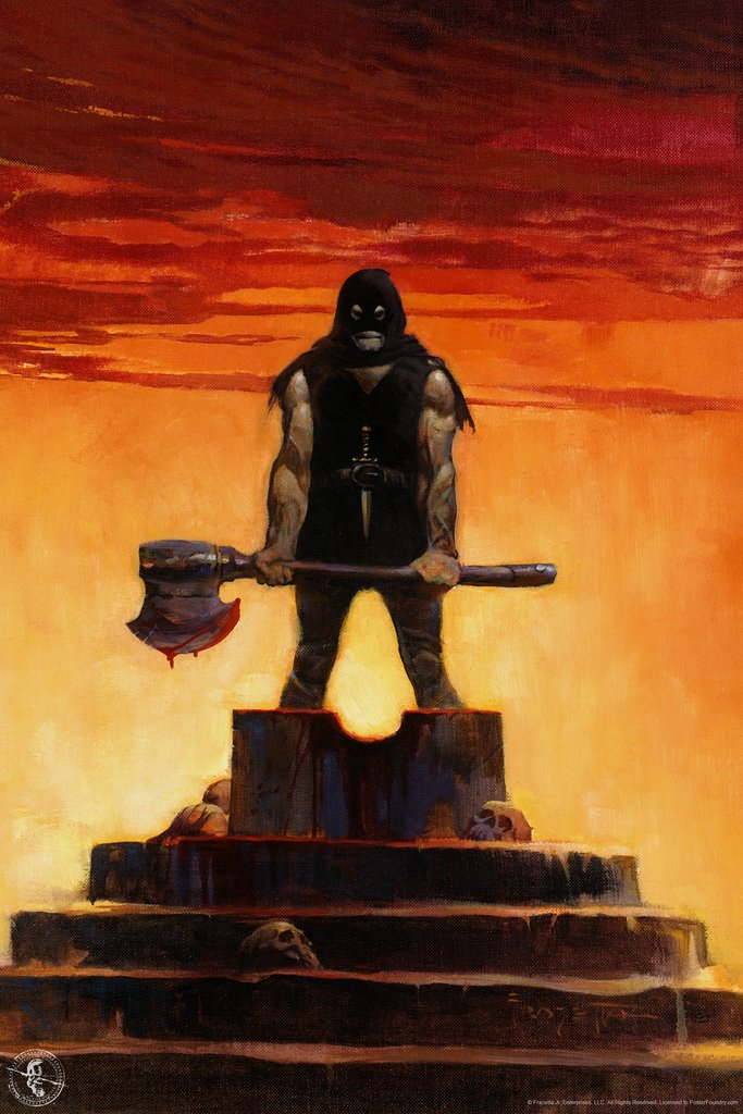 The Executioner by Frank Frazetta Wall Art Gothic Fantasy Decor Frank Frazetta Artwork Scary Art Prints Horror Battle Posters Frazetta Illustration Death War Cool Wall Decor Art Print Poster 12x18