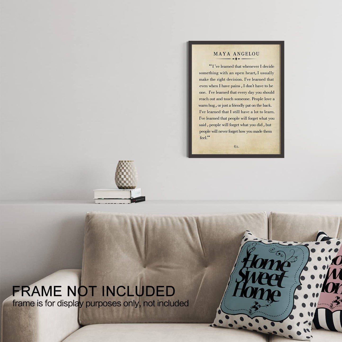 Maya Angelou Quotes Wall Art - Motivational Office Wall Art - 8x10" Book Quotes Wall Decor for Classrooms, Home, Libraries, Vintage Book Posters Quotes Prints