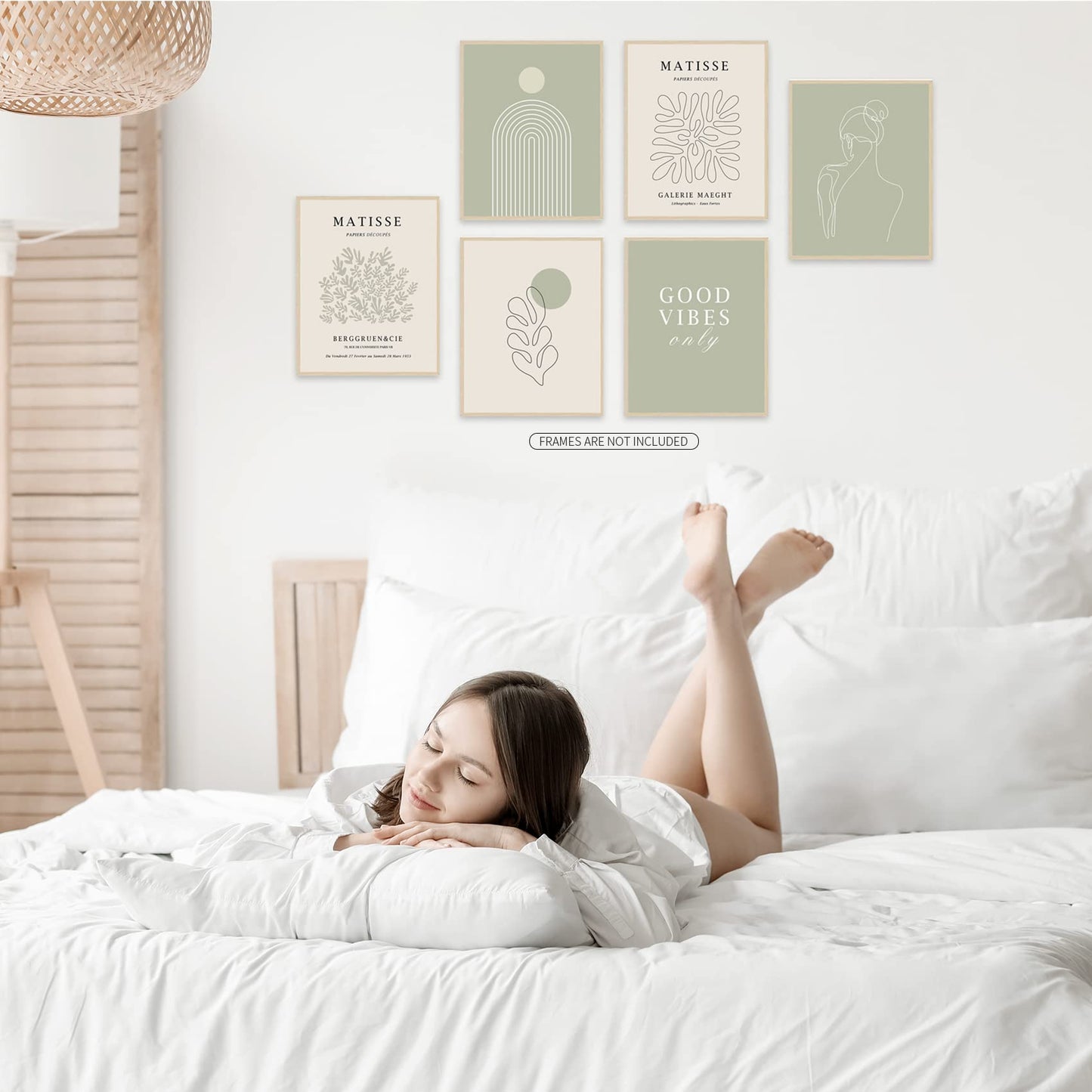 Sage Green Room Decor Matisse Wall Art Posters for Room Aesthetic Wall Decor for Bedroom Wall Art Decor Paintings for Wall Decorations Pictures for Bedroom Wall Decor, Set of 6,8x10inch,UNFRAMED