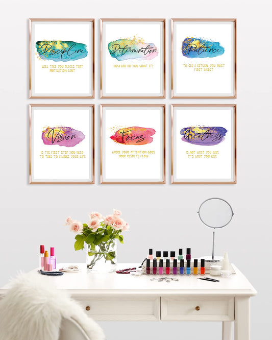 Positive Affirmations Office Wall Decor Posters For Women, Colorful Therapy Office Decor, Motivational Wall Art Print For Home Office, Bedroom, 6 Pcs Encouragement Gifts For Women Girls Daughter