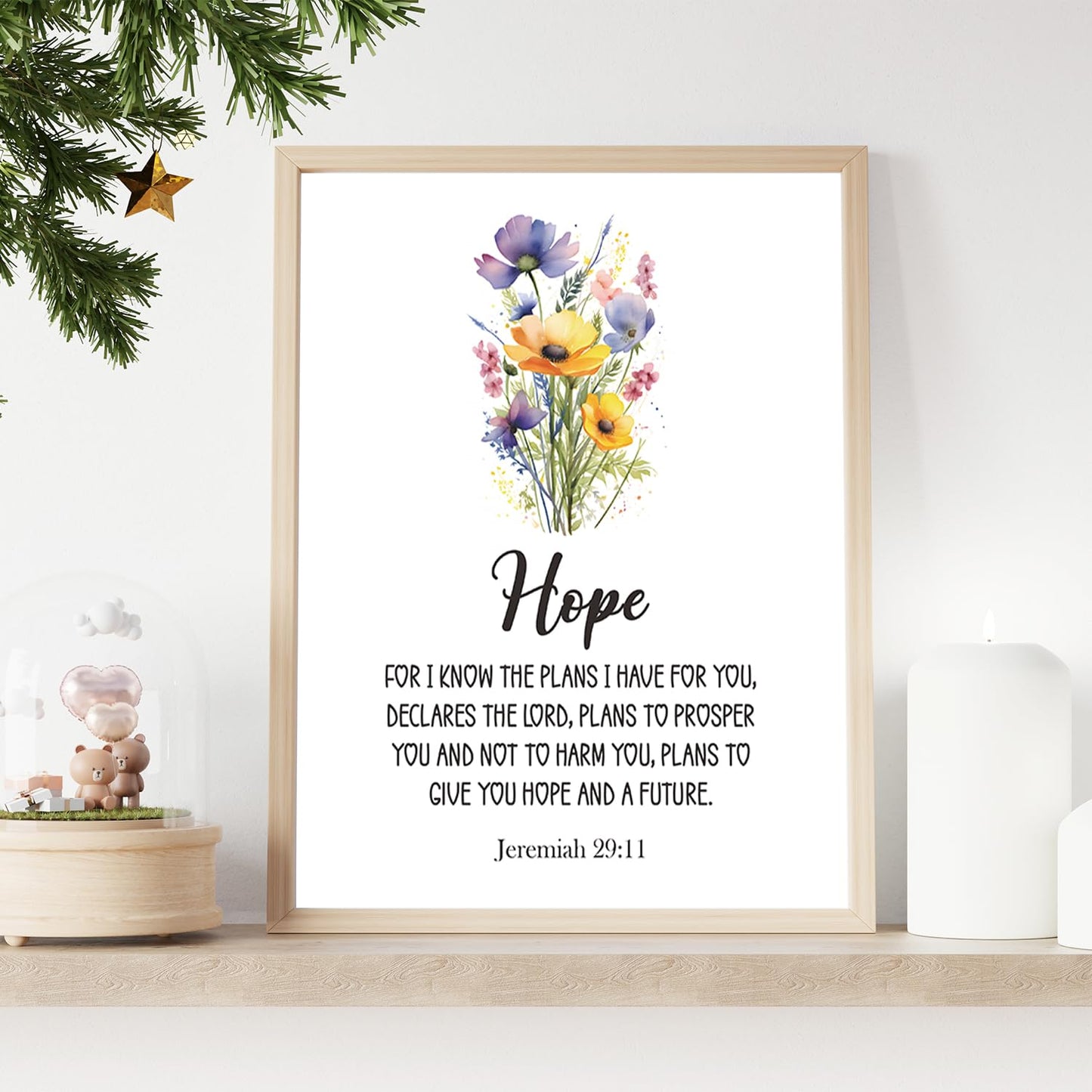 Biblical Inspirational Wall Art Posters, Motivational Bible Verse Printable, Faith Hope Love Peace Wall Art, Set of 4 8x10 In Bible Art, Scripture Wall Art, Christian Wall Decor, Bedroom Psalm Prints