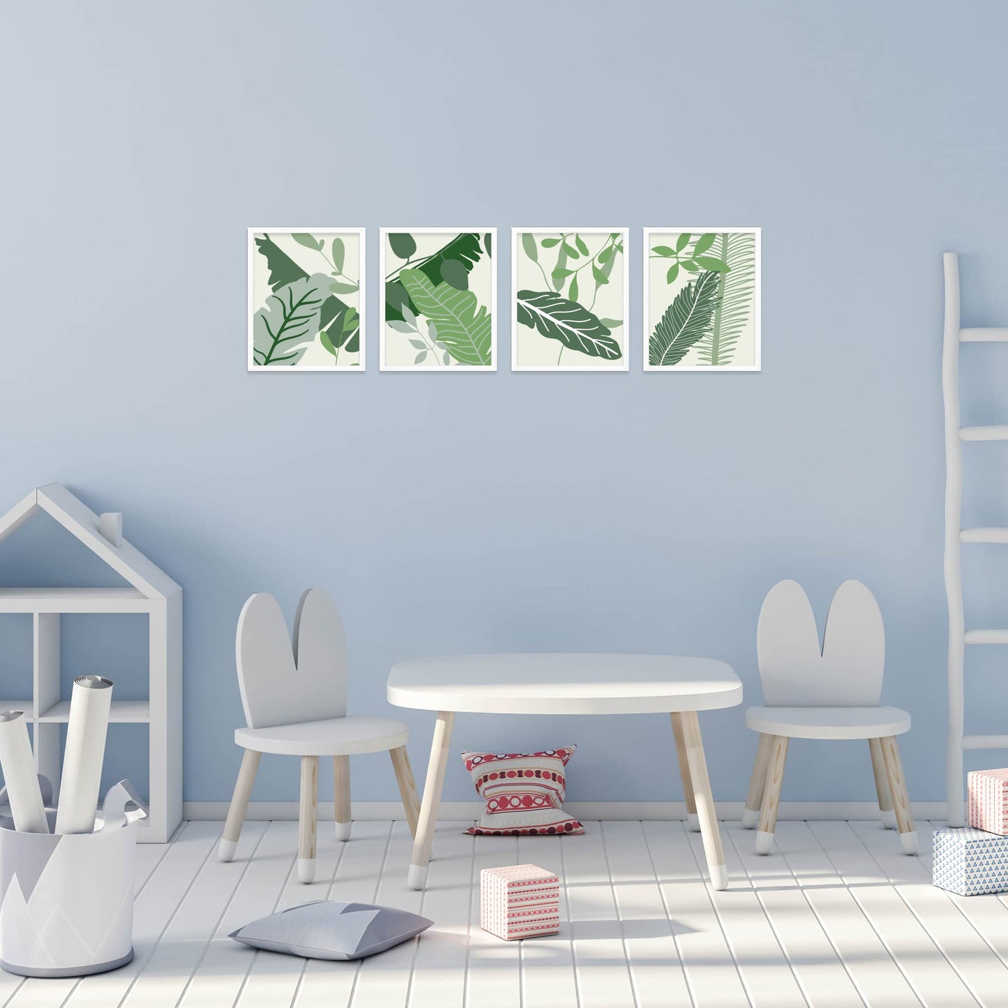Insire Boho Wall Art Plant Wall Art - Plant Pictures Wall Art - Set of 4 Plant Art Botanical Wall Art Botanical Prints, Green Wall Art Boho Plants Boho Art Plant Poster Green Abstract (8x10) Unframed