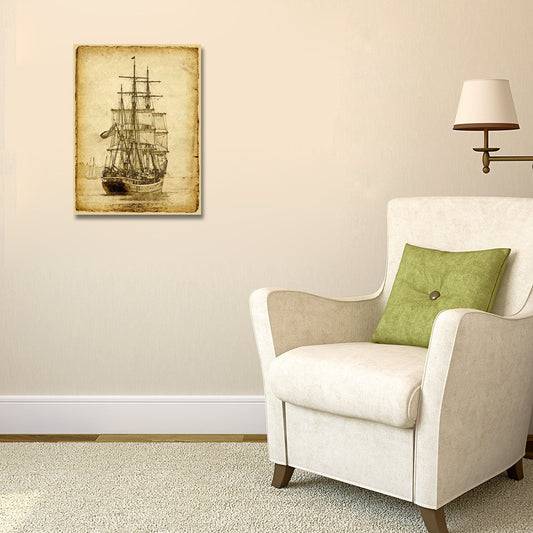 Sailing Ship Poster Print Art Picture Vintage Style Nautical Old Sailboat Home Wall Canvas Decor (11.81"x15.75")