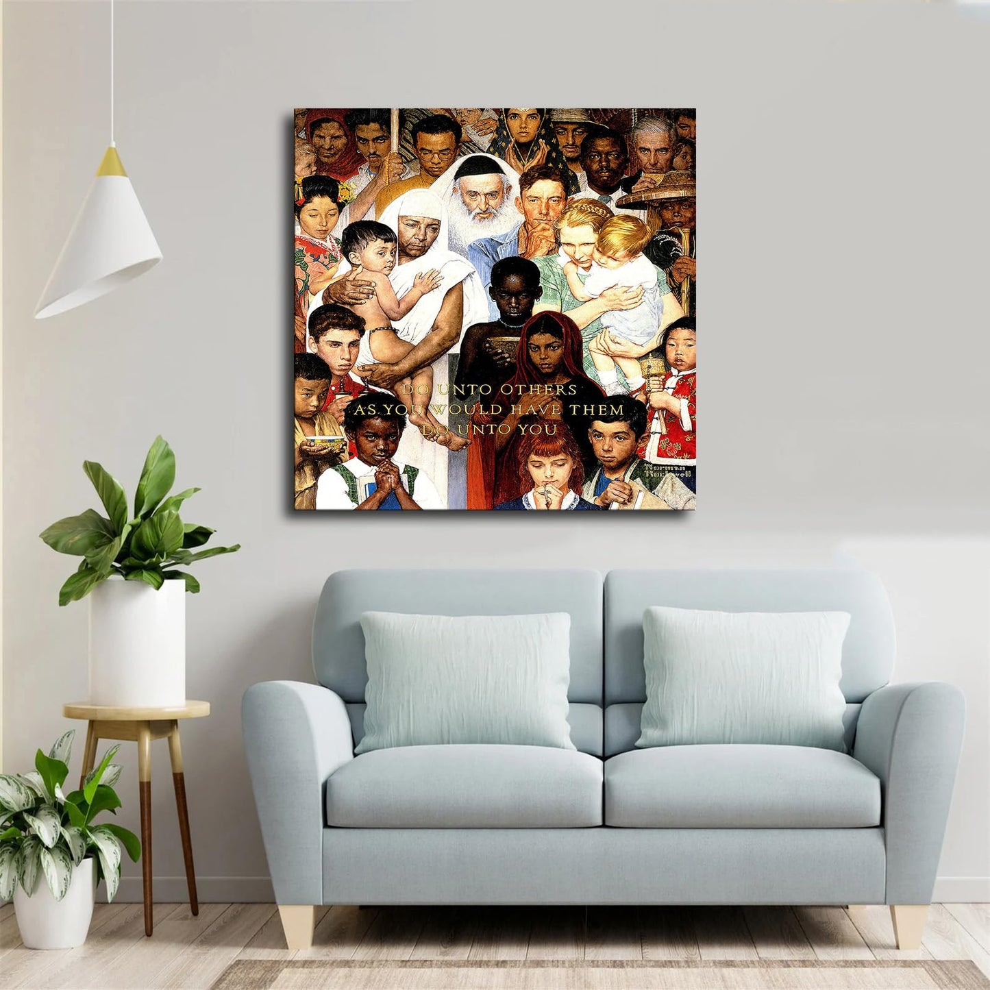 EsaSam Norman Rockwell Print Poster Do Unto Others Poster People of All Races & Faiths, Pictured Together Canvas Painting Wall Art Poster for Bedroom Living Room Decor (No Framed,08×08inch)