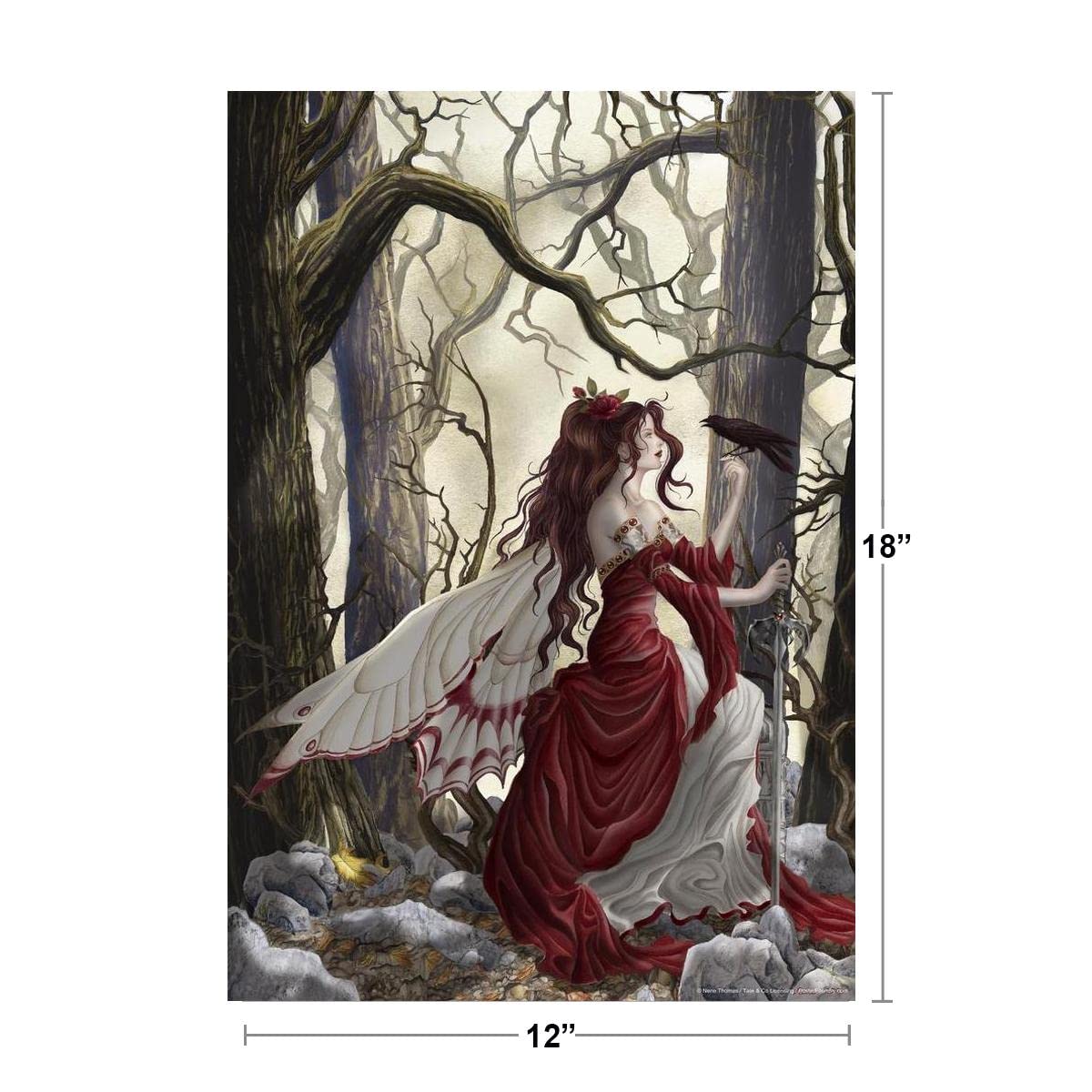Always Fairy Nature Protector by Nene Thomas Fantasy Poster Black Crow Bird Animals Woods Magical Cool Wall Decor Art Print Poster 12x18