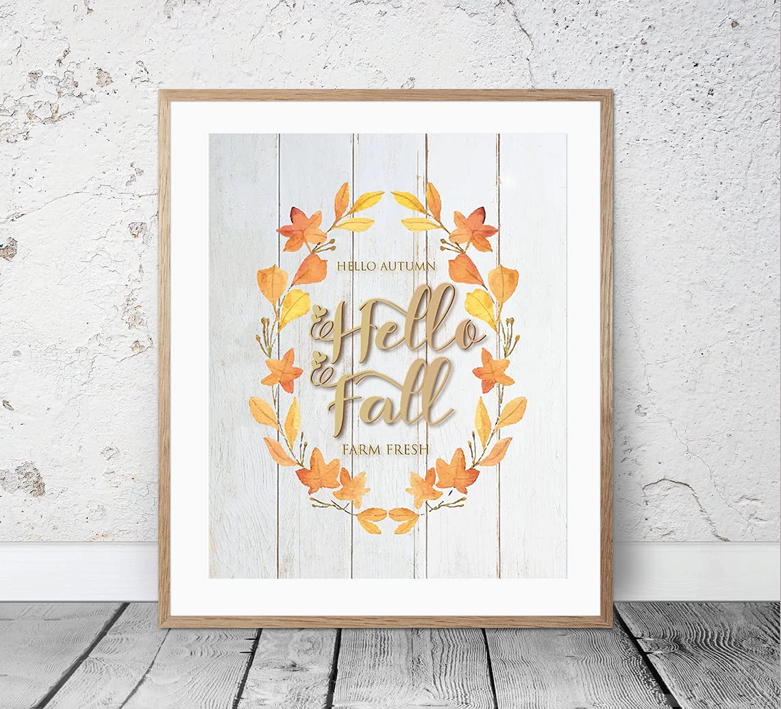 Gubrandin Watercolor Fall Wall Art Colorful Pumpkins Print Farmhouse Halloween Decorations Living Room Thanksgiving Harvest Gift Rustic Country Poster For farm (8x10 inch，Set of 4，Unframed)