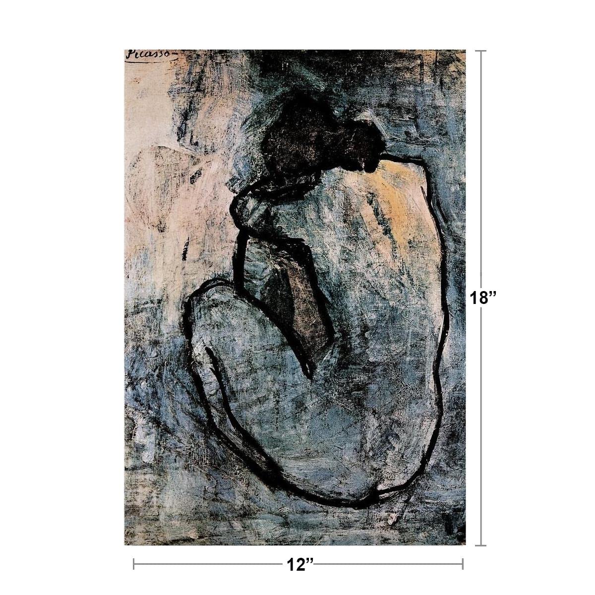 Pablo Picasso Blue Nude 1902 Painting Fine Art Artwork Artist In Mourning Somber Impressionist Painting Cool Wall Decor Art Print Poster 12x18