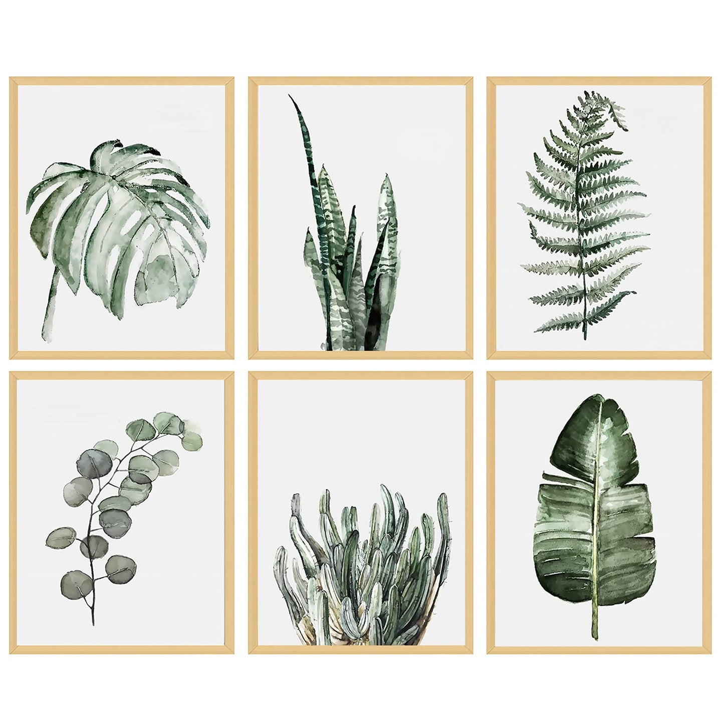 HZSYF Green Plant Picture wallart-Bathroom Kitchen Wall Decor Simple Life Tropical Leaf Canvas Paintings Nature Palm Banana Monstera Botanical Prints Contemporary Minimalist Posters Unframed 8x10inch