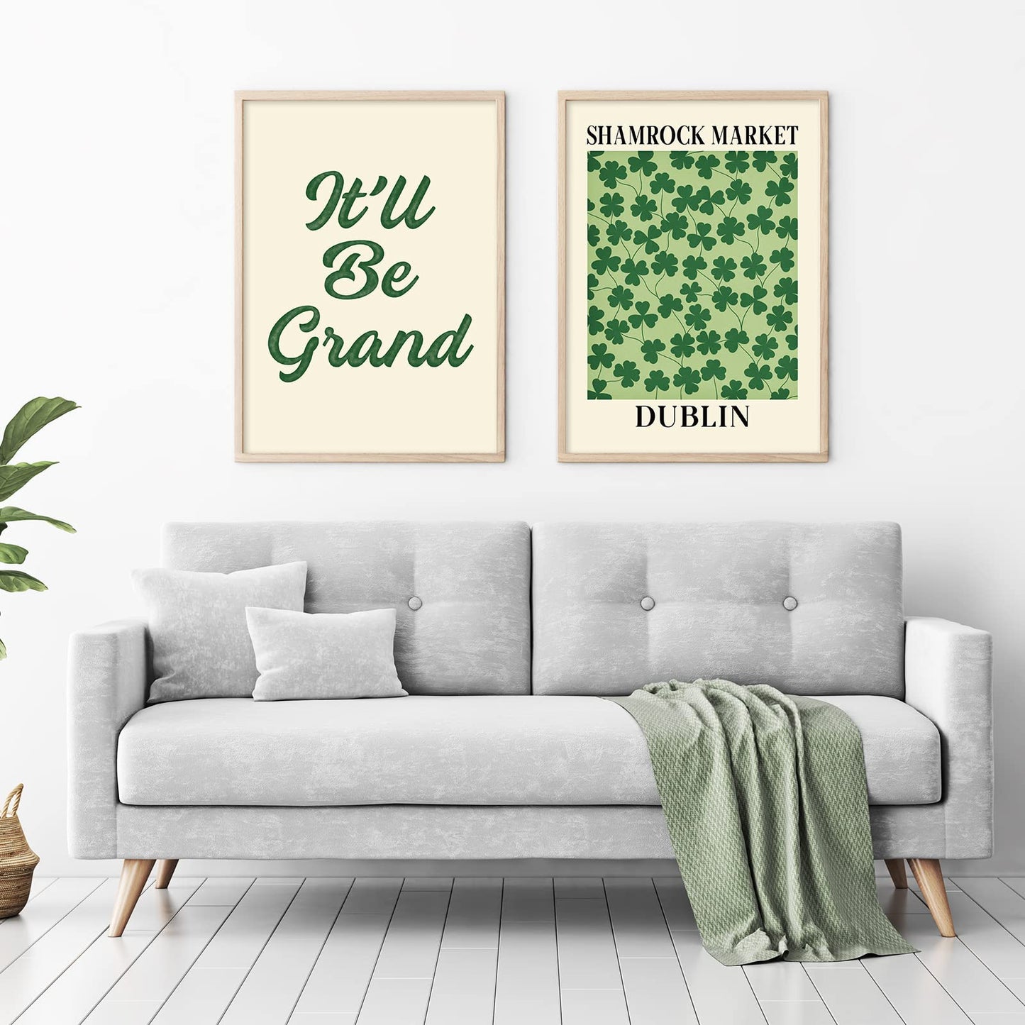 Whaline 8Pcs St Patrick's Day Wall Art Prints 8x10 Inch Watercolor Shamrock Art Poster Irish Lucky Clover Art Prints St Patrick's Day Poster for Gallery Wall Home Living Room Bedroom Decor (NO FRAME)