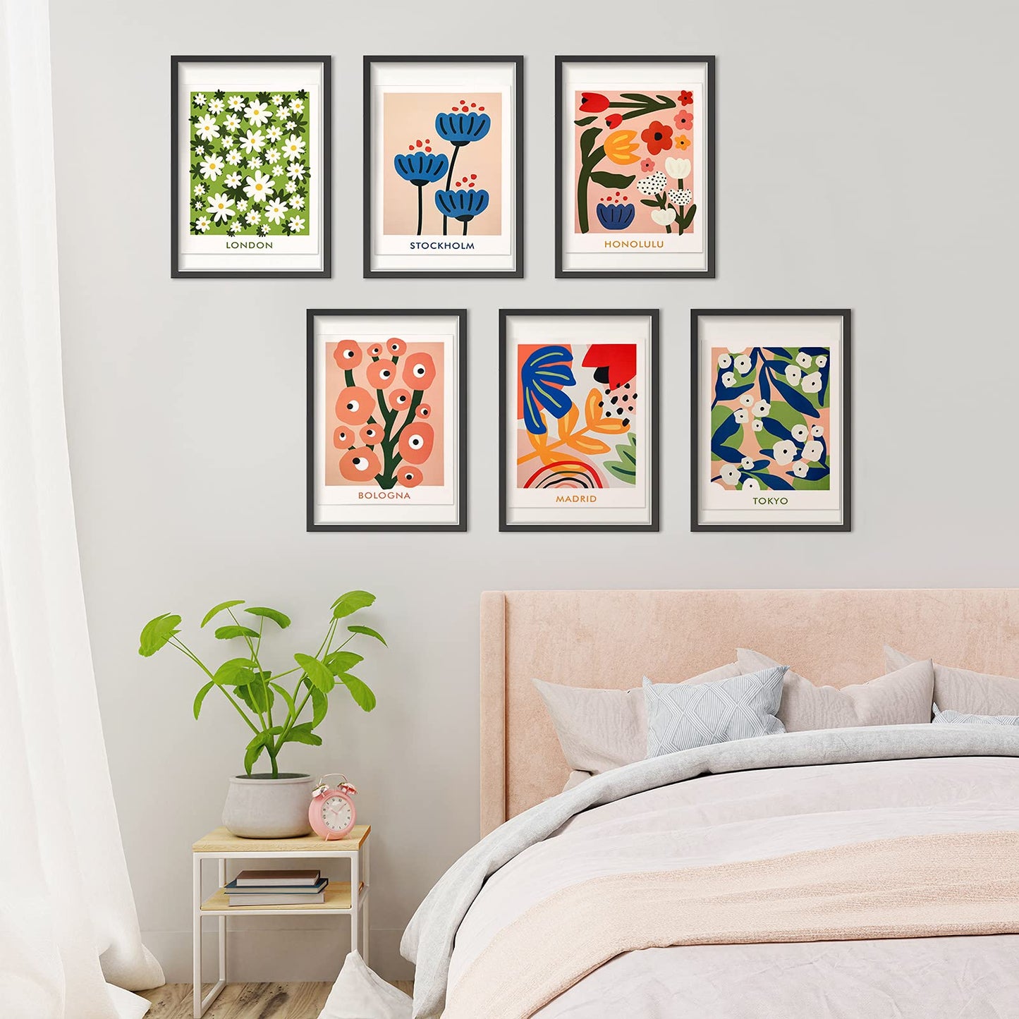 9 Pcs Flower Market Poster Print London Tokyo Copenhagen Flower Wall Art Aesthetic Flower Canvas Poster Unframed Florist Wall Decor Pictures for Wall Living Room Bathroom Decor, 8x10'' (Plant Style)