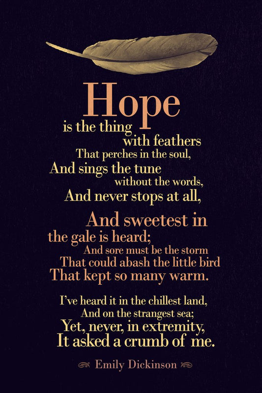 Emily Dickenson Hope Is The Thing With Feathers Purple Cool Wall Decor Art Print Poster 12x18