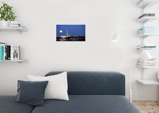Washington DC Skyline at Night with Full Moon Photo Photograph Cool Wall Decor Art Print Poster 18x12