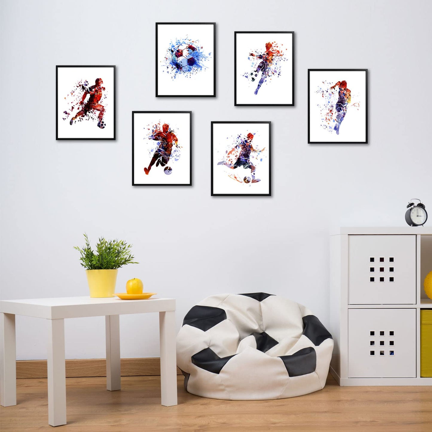 Annande Soccer Players Posters Sport Watercolor Canvas Wall Art Prints Minimalist Pictures for Men Cave Boys Room Decor, 8x10in Unframed