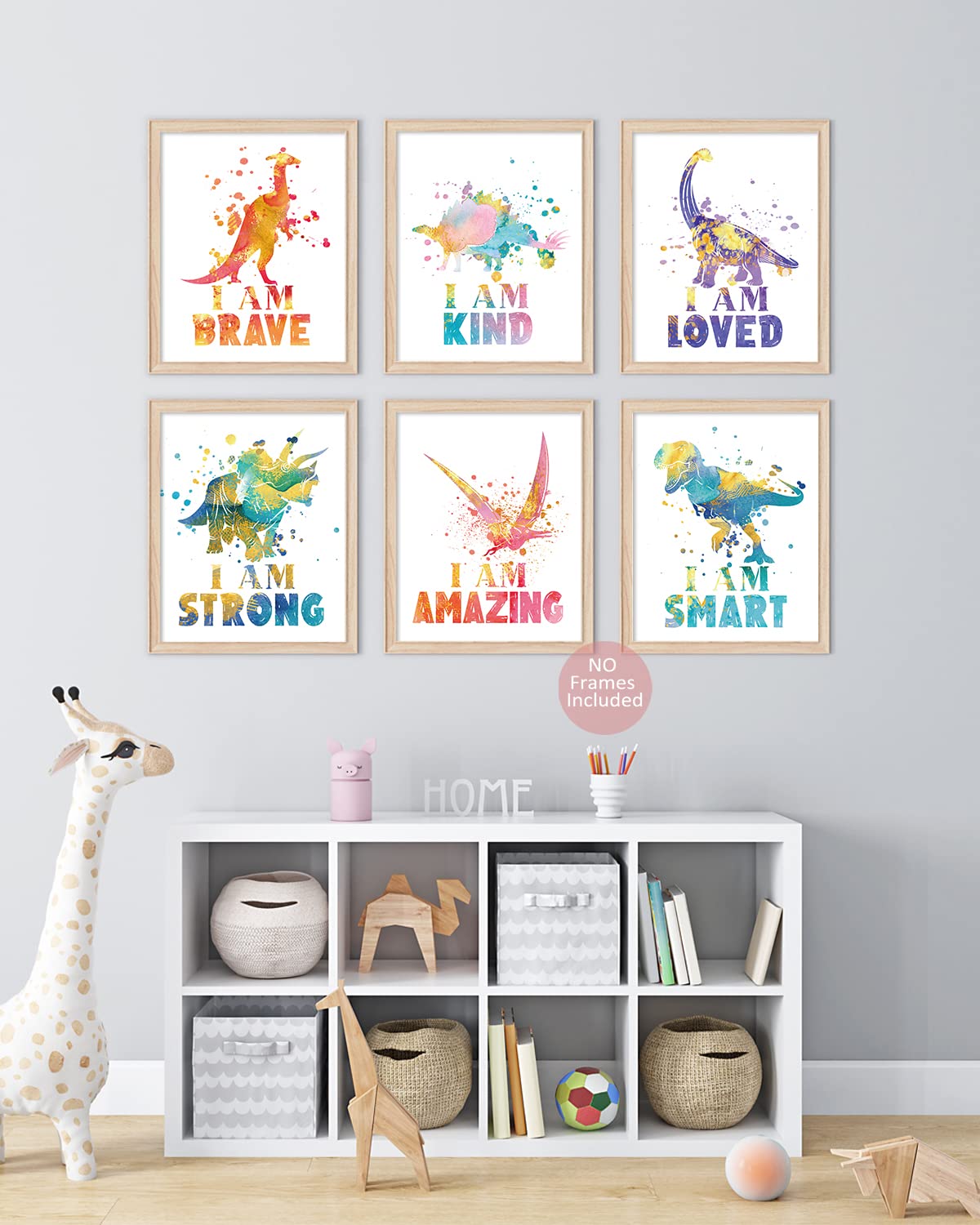 Dinosaur Room Wall Decor Dinosaur Poster For Boys, Nursery Dinosaurs Wall Art Decor Positive Affirmations Art Prints For Kids Boys, Bedroom, Playroom, Nursery, Room Decoration（6 Pcs,8 X 10 In）