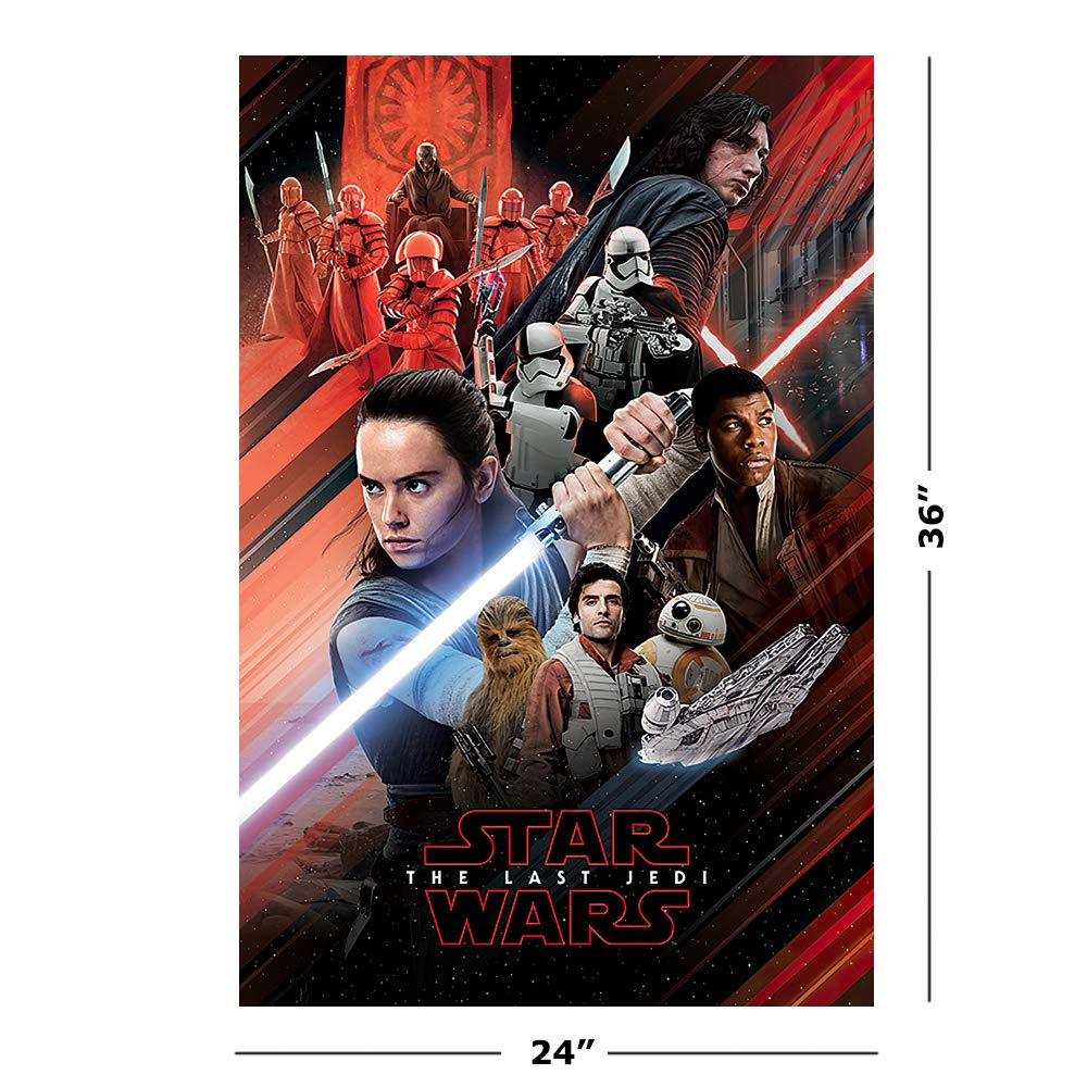POSTER STOP ONLINE Star Wars Episode VIII - The Last Jedi - Movie Poster/Print (Character Montage/Red) (Size 24" x 36") (by