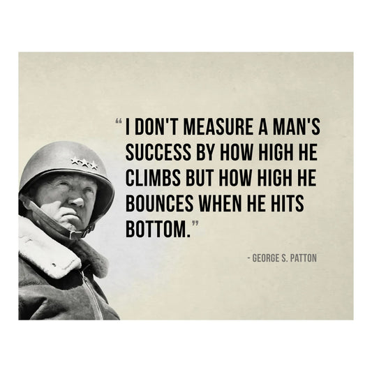 Measure Success - George Patton Patriotic Wall Art Poster, This Motivational Wall Decor Is An Ideal Inspirational Art For Home Decor, Bedroom Decor, Man Cave Room Decor or 4th Of July, Unframed - 10x8