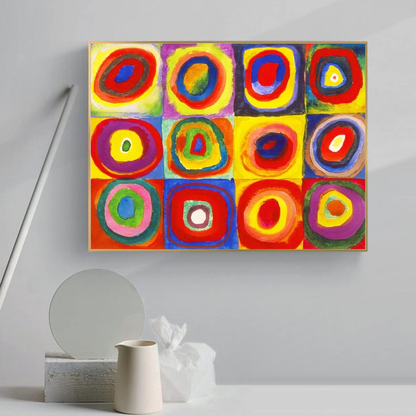 Wassily Kandinsky Wall Art - Squares with Concentric Circles Poster - Fine Art Prints - Abstract Canvas Wall Art Colorful Painting for Living Room Bedroom Home Decor Unframed (12x16in/30x40cm)