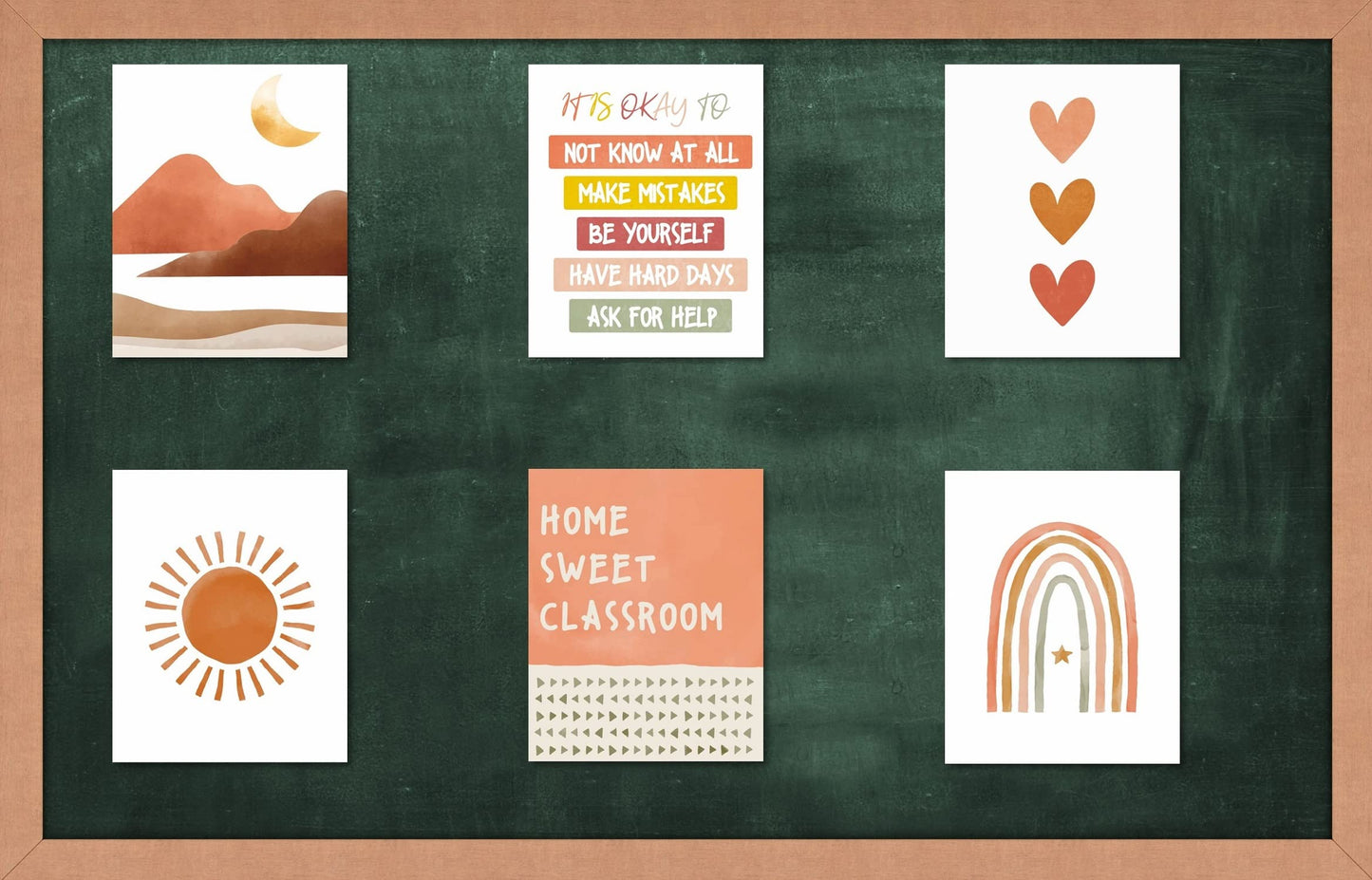 MINI ZOZI Boho Classroom Decor Wall Art 6 PCS 8X10 Prints Neutral Decorations Home Sweet Classroom Rainbow Inspirational Groovy Pastel Themes Bed Poster Kids Teachers Posters Playroom Kids Corner