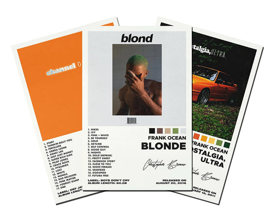 Bkioqoh A Set of 3 canvas posters,Frank Poster Ocean Blonde Poster Channel Orange Poster, Album Aesthetics 3 Piece Set,8x12IN Canvas Prints Unframed Set of 3