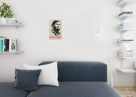 Viva Fidel Castro Portrait Cuba Graffiti Sign Poster Communist Dictator Leader Politics Cool Wall Decor Art Print Poster 12x18