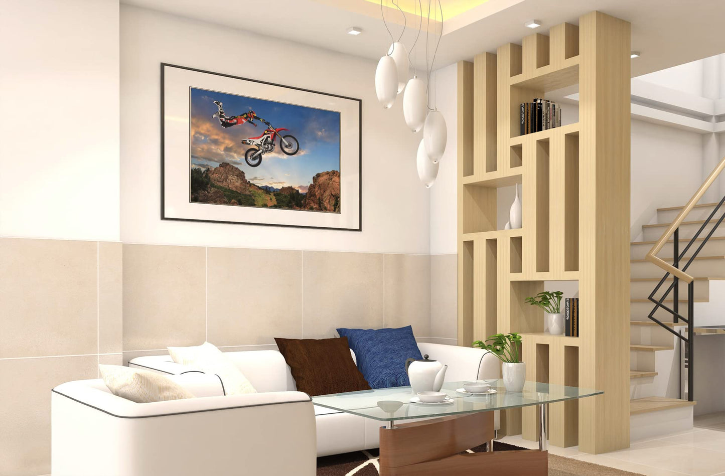 Motocross Rider Freestyle Stunt Modern Decor for Room Bedroom Man Cave Playroom Dirt Bike Poster for Teens and Boy Room Decor Extreme Sports Wall Art Men Gift Cool Wall Decor Art Print Poster 18x12