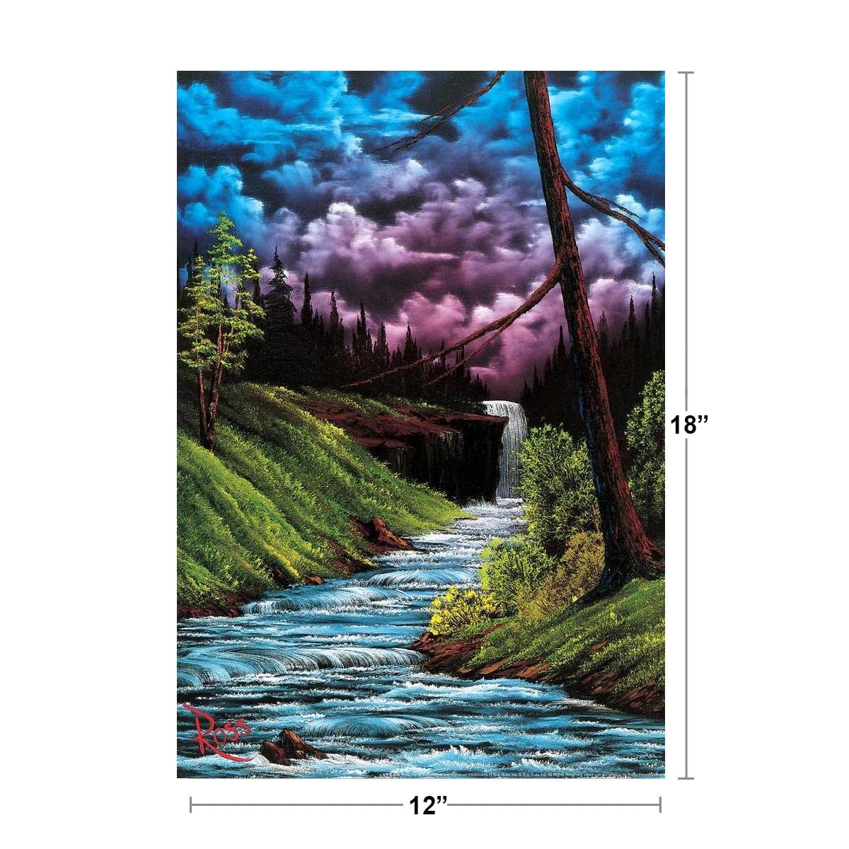 Bob Ross Black Waterfall Art Print Painting Cool Wall Decor Art Print Poster 12x18