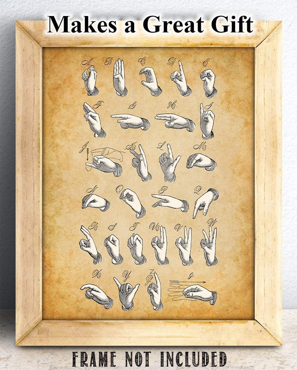 American Sign Language Print - ASL Classroom Alphabet Poster, Educational Homeschool Display, Great Gift for Hearing Impaired and Speech Therapists, 11x14 Unframed Patent Print Poster