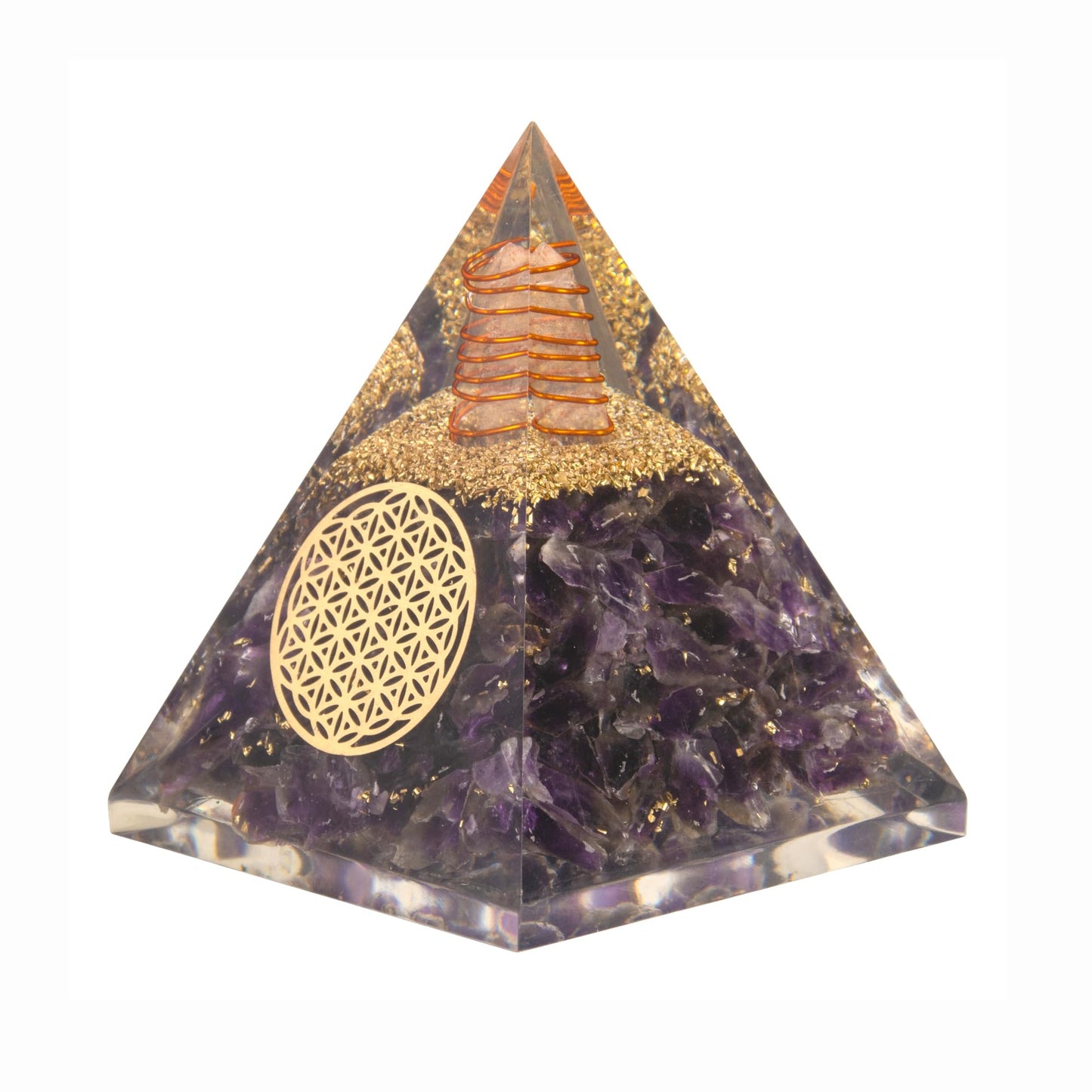 Agate Mart Amethyst Orgonite Pyramid Crystals Pyramid for Positive Energy And Meditation Yoga Positive Energy Crystal That Promotes Wealth, Prosperity and attracts Success