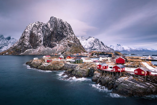 Reine Rorbuer Ocean Fishing Village Lofoten Norway Photo Cool Wall Decor Art Print Poster 12x18