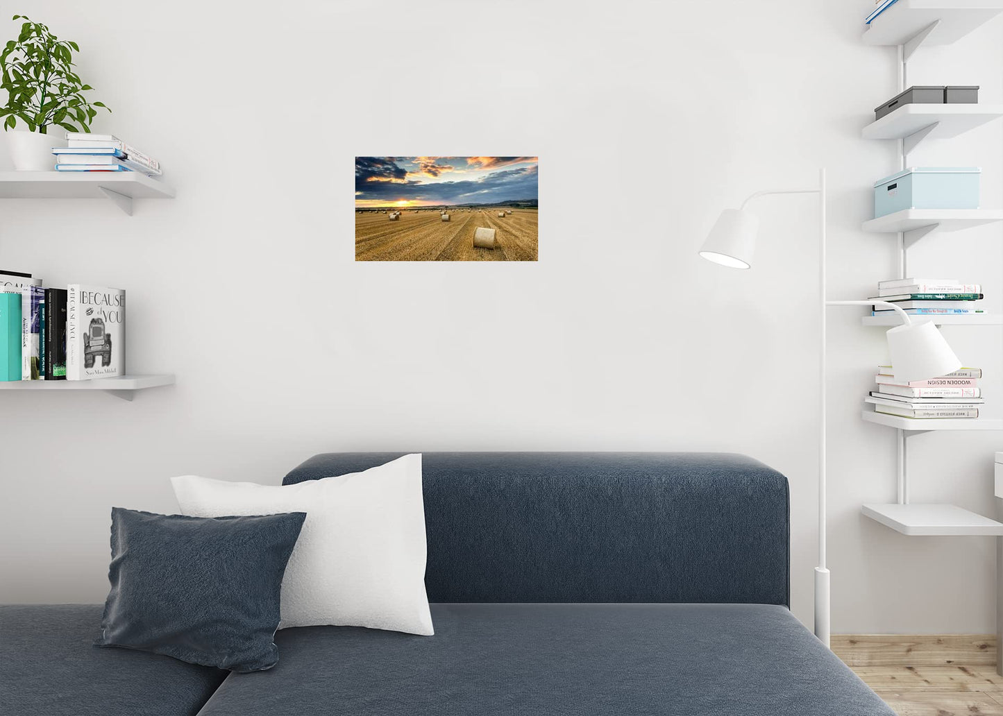 Farmers Field Full of Hay Bales at Sunset Roseberry Topping Photo Photograph Cool Wall Decor Art Print Poster 18x12