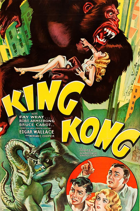 King Kong 1933 RKO Studio Retro Vintage Classic Hollywood Film Giant Ape Monkey Kaiju Horror Movie Poster Monster Merchandise Original King Kong Poster Fay Wray Cool Wall Decor Art Print Poster 12x18
