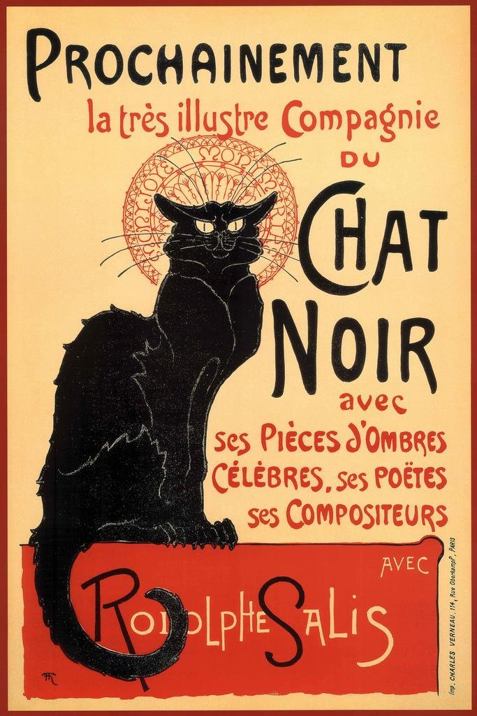Le Chat Noir The Black Cat Vintage Advertisement Vintage Illustration Art Deco Vintage French Wall Art Nouveau 1920 French Advertising Vintage Poster Prints Thick Paper Sign Print Picture 8x12
