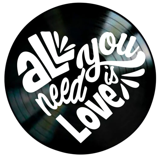 All You Need is Love, Beatles Song Lyric Art on a REAL Vinyl Record, Music Wall Art Decor