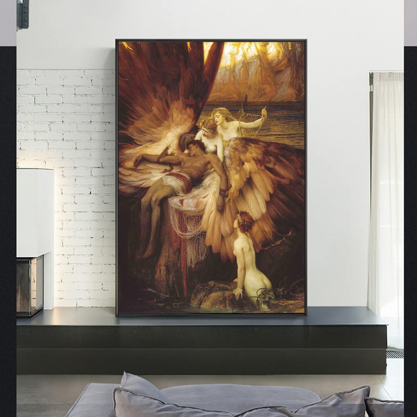 ZZPT Herbert James Draper Poster - The Lament for Icarus Art Print - Classical Paintings on Canvas Vintage Wall Decor for Bedroom Living Room Unframed (8X10in/20x25cm)