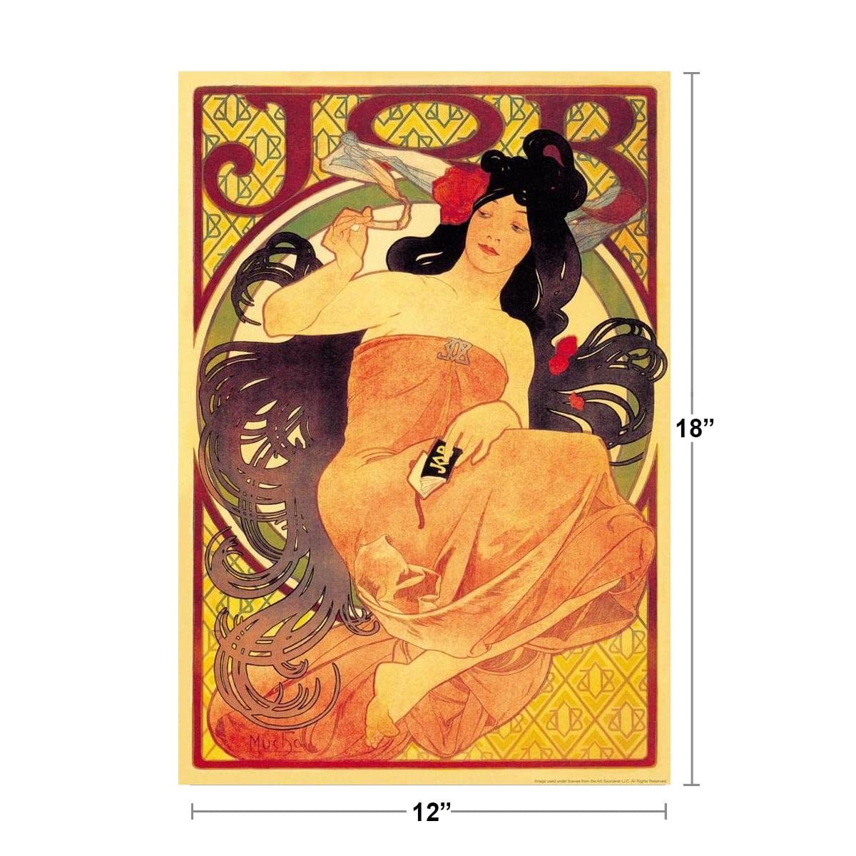 Job Cigarettes 1898 Alphonse Mucha Smoking Painting Poster Art Nouveau Vintage Ad Advertisement Cool Wall Decor Art Print Poster 12x18