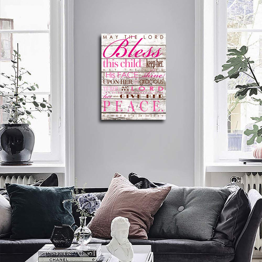 Canvas Wall Art for Living Room Inspirational Wall Art Pink Motivational Poster Office Wall Decor for Bedroom Bathroom Decor Canvas Print Framed Art best bless