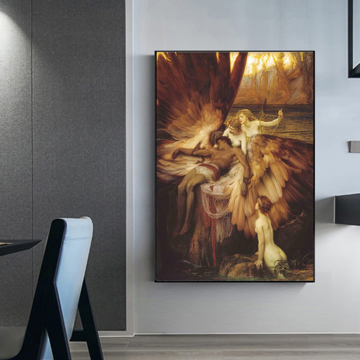 ZZPT Herbert James Draper Poster - The Lament for Icarus Art Print - Classical Paintings on Canvas Vintage Wall Decor for Bedroom Living Room Unframed (8X10in/20x25cm)