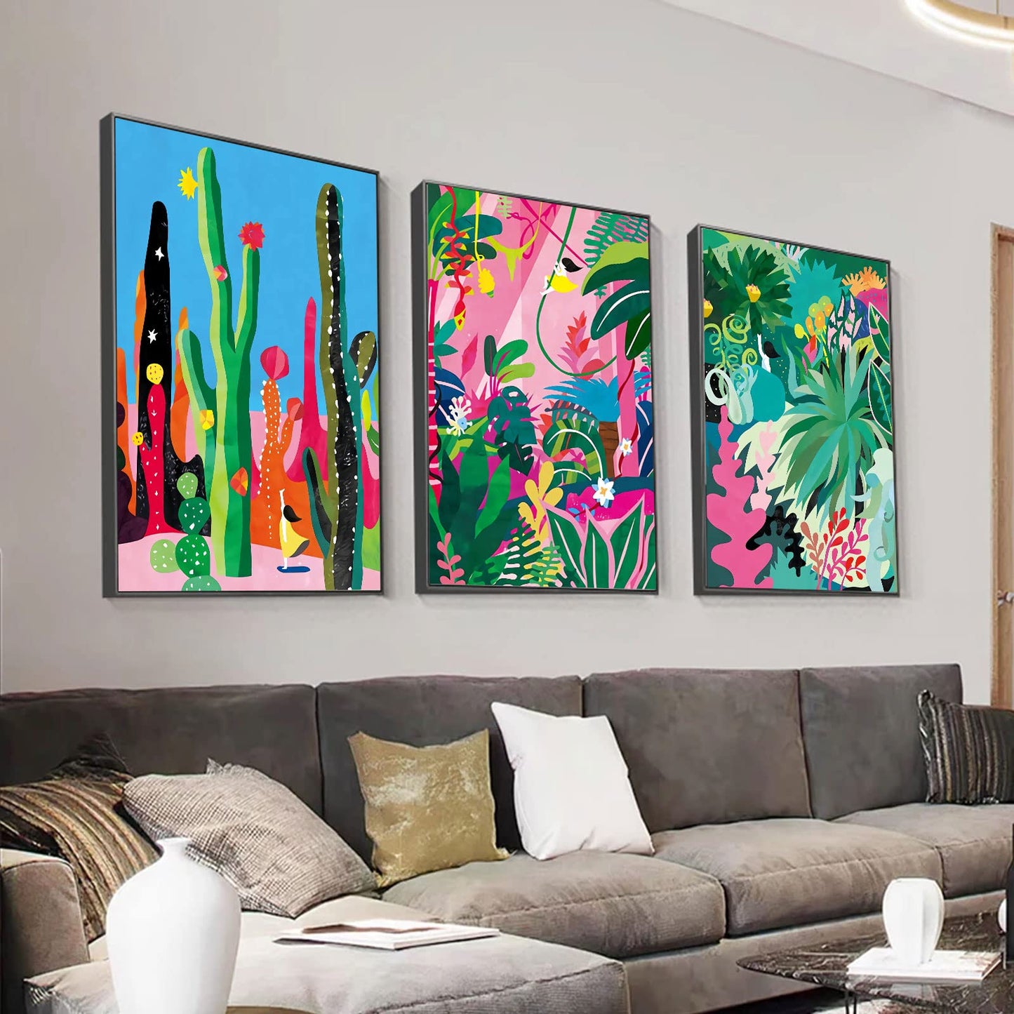 3 Pieces Green Fresh Leaf Monstera Plant Wall Art Canvas Painting Nordic Posters And Prints Wall Pictures for Living Room Bedroom Decor 16x24 Inch No Frame (Botanical Garden Wall Art, 12x16in x 3)