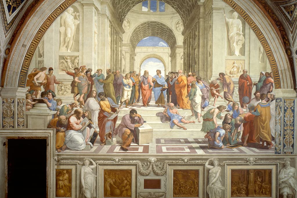 Raphael School of Athens Renaissance Painting Classical Philosopher Socrates Aristotle Greek Philosophy Painter Cool Wall Decor Art Print Poster 18x12