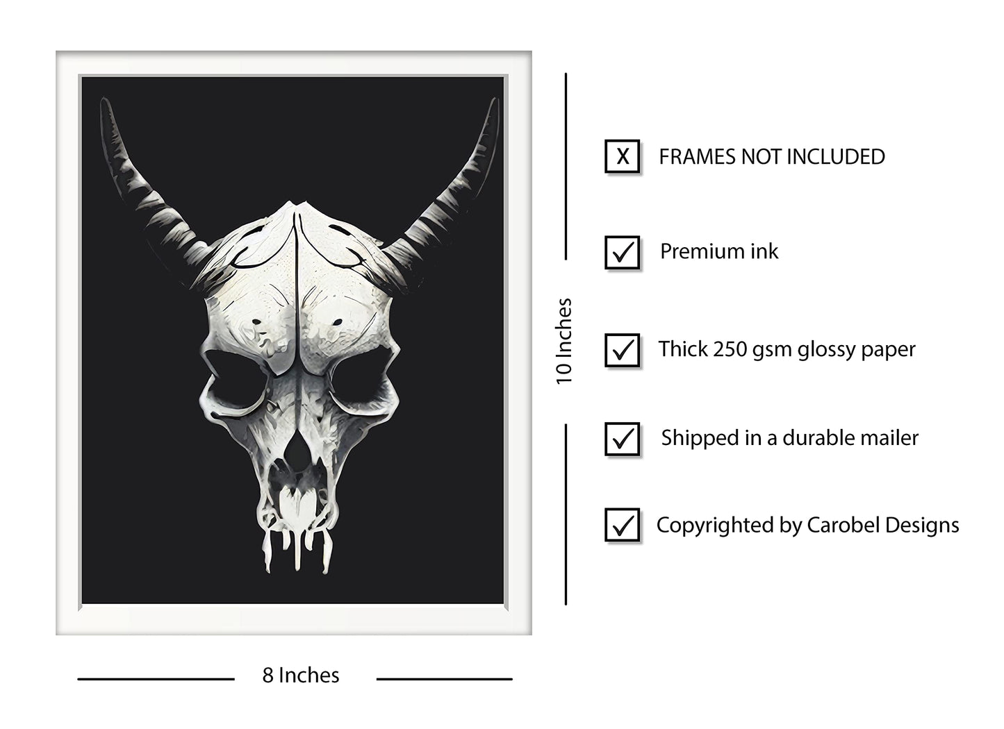 Cow Skull Prints, Modern Farmhouse Prints, Cow Skull Poster, Animal Skull Decor, Animal Skull Wall Prints, Western Decor For Bedroom, Skull Decor, Western Room Decor for Boys (8x10 Unframed)