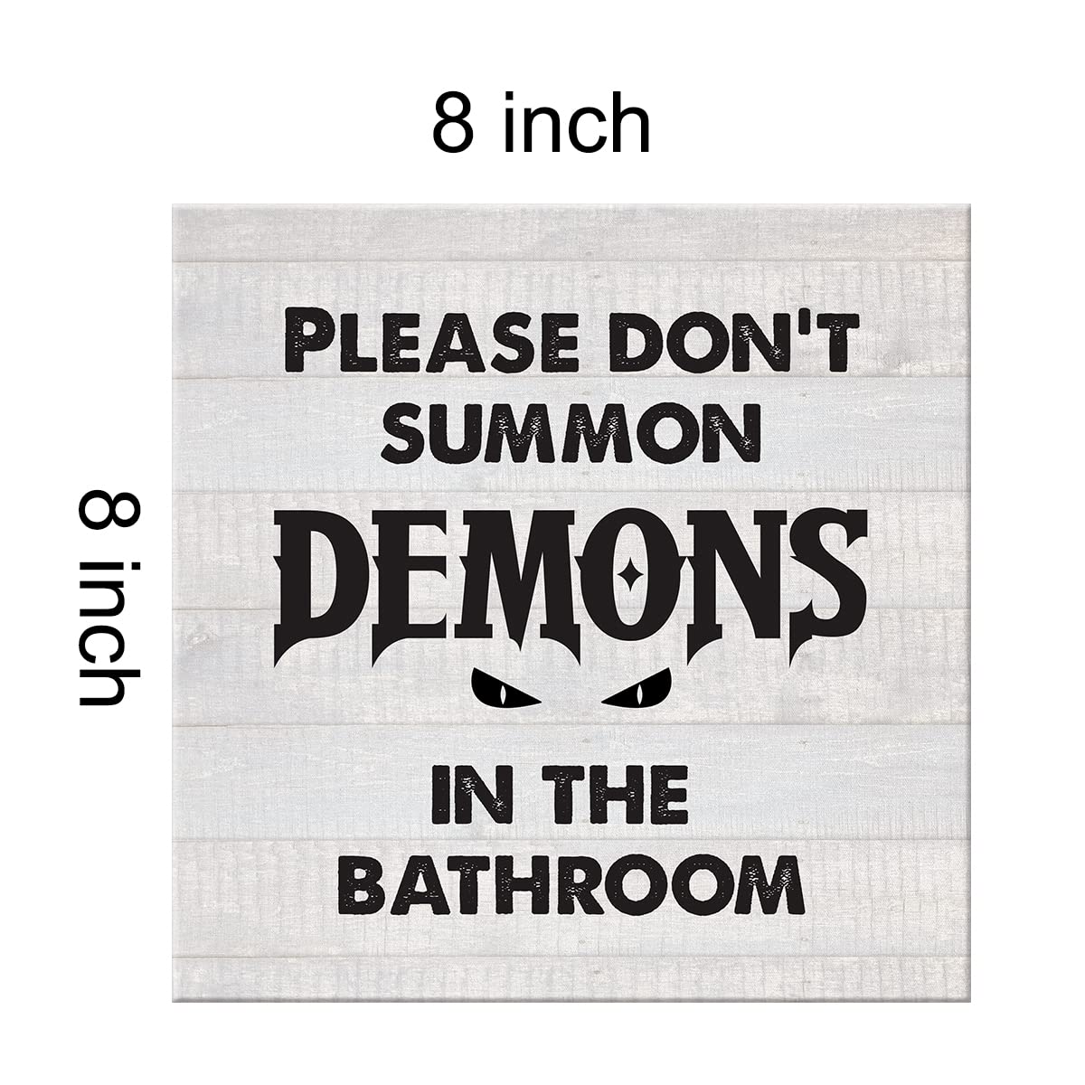 Country Humor Bathroom Canvas Prints Wall Art Decor Please Don’t Summon Demons in the Bathroom Poster Painting Framed Artwork 8 x 8 Inch Home Shelf Wall Decoration