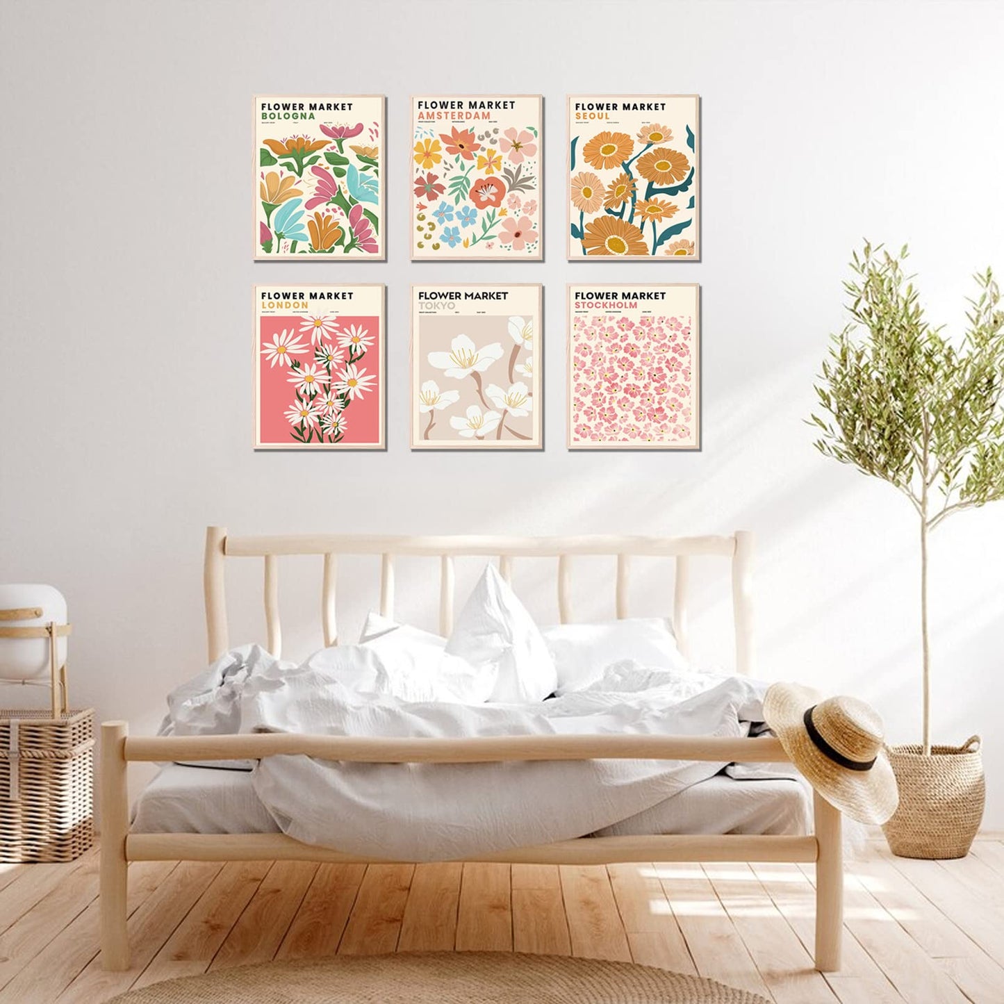 Flower Market Posters, Minimalist Flower Market Wall Art Prints, Danish Pastel Room Decor Aesthetic, Vintage Matisse Posters & Flower Pictures Wall Decor,Gallery,Unframed 8"x10"