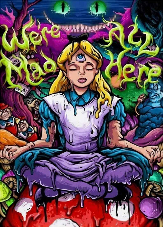 Alice Wonderland Poster Fabric Art Poster Fabric Prints 16x24 inch for Wall Decoration No Framed